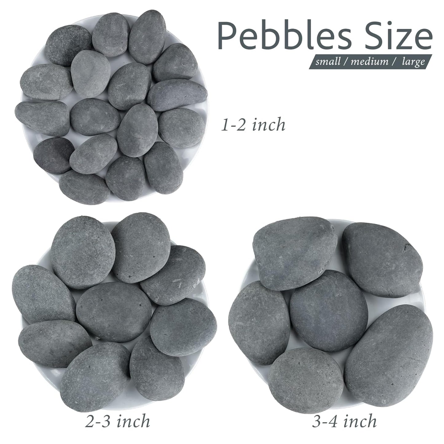 River Rocks, 20lbs Black Pebbles for Indoor Plants, 1-2 Inch Aquarium Rocks, Natural Stones for Landscaping Garden Paving Plant Rocks Crafting Walkways