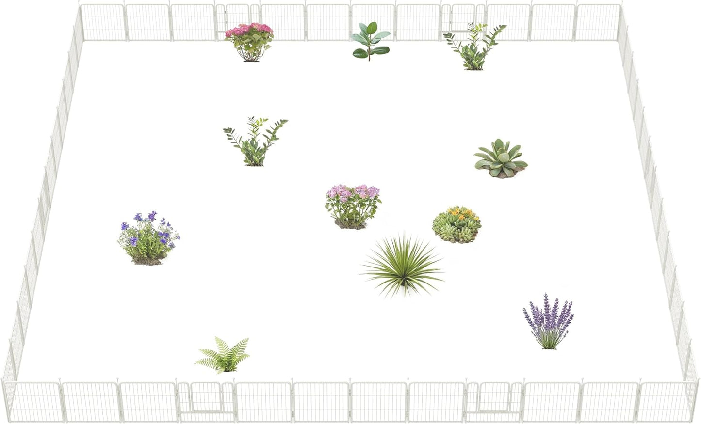 FXW Garden Fence Outdoor for The Yard – 32in(H) x 109.4ft(L) Heavy Duty Metal Animal Barrier for Dog and Rabbit, Decorative Dog Fence, 48 Panels, White