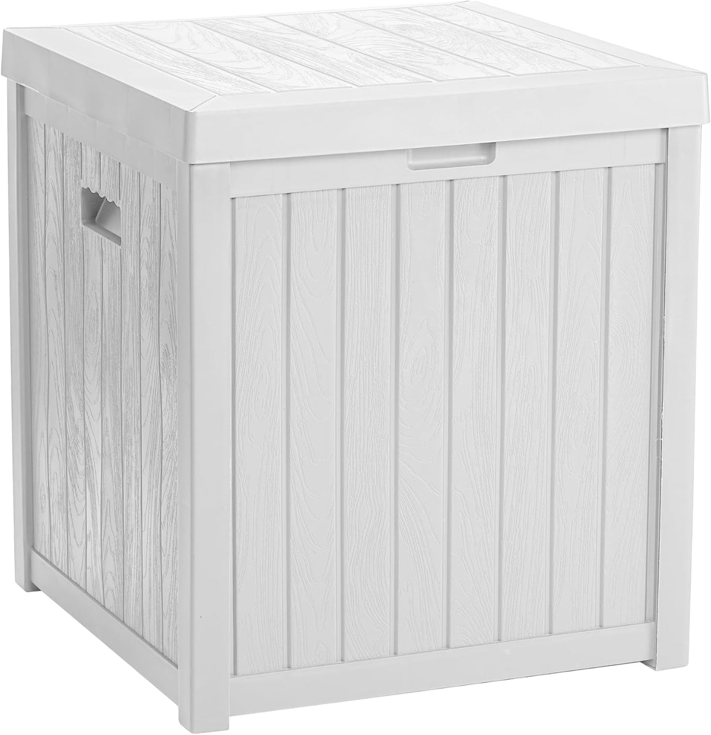 Deck Box, 51 Gallon Front Porch Package Bin Delivery Box for Outside, Small Patio Outdoor Storage Boxes Waterproof, UV Resistant Plastic Resin Pool Storage Bins with lids, White