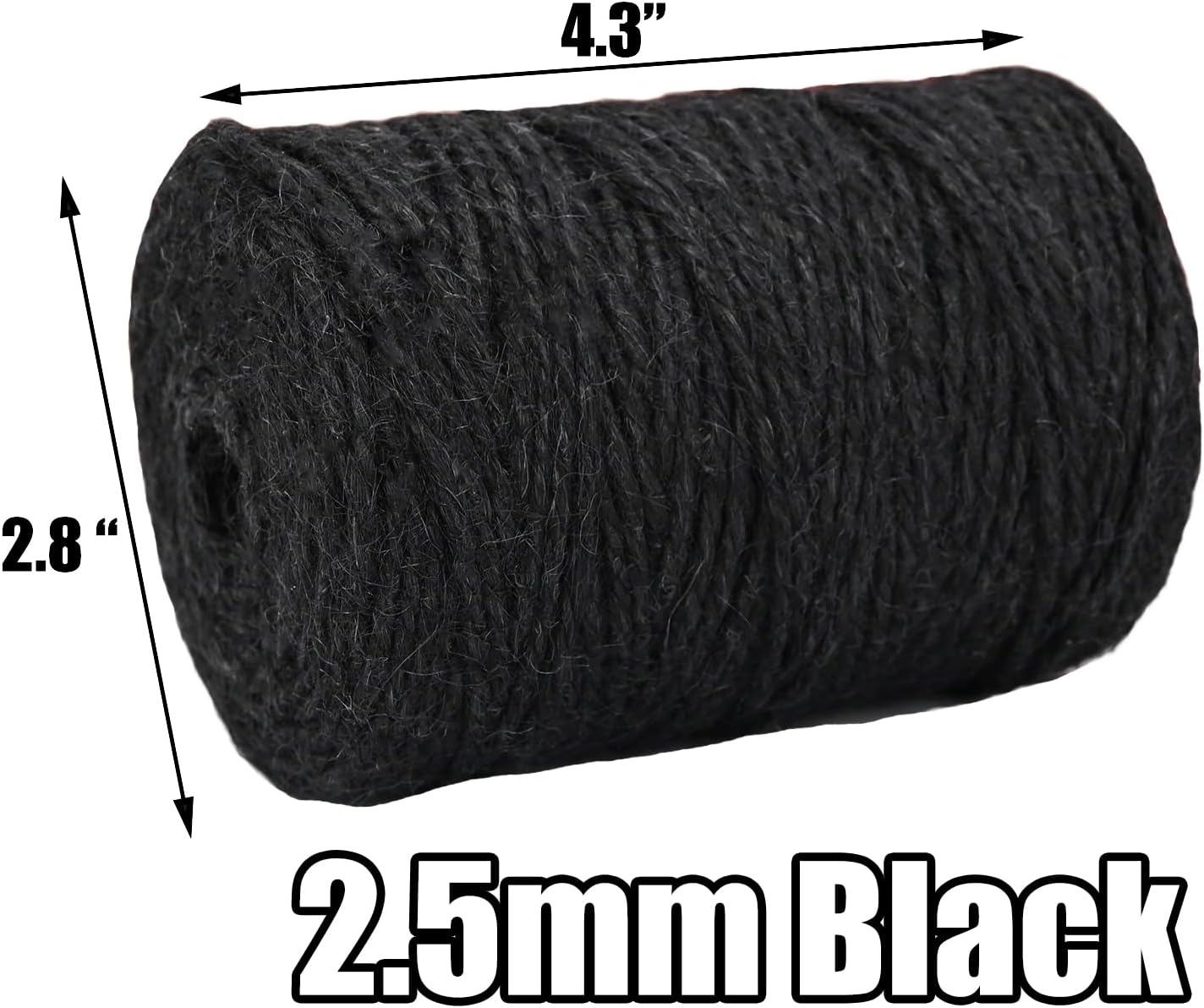 Leecogo Black 2.5mm Jute Twine 328 Feet Heavy Duty Garden Twine String for Gardening Plant Crafts and Decorative Projects