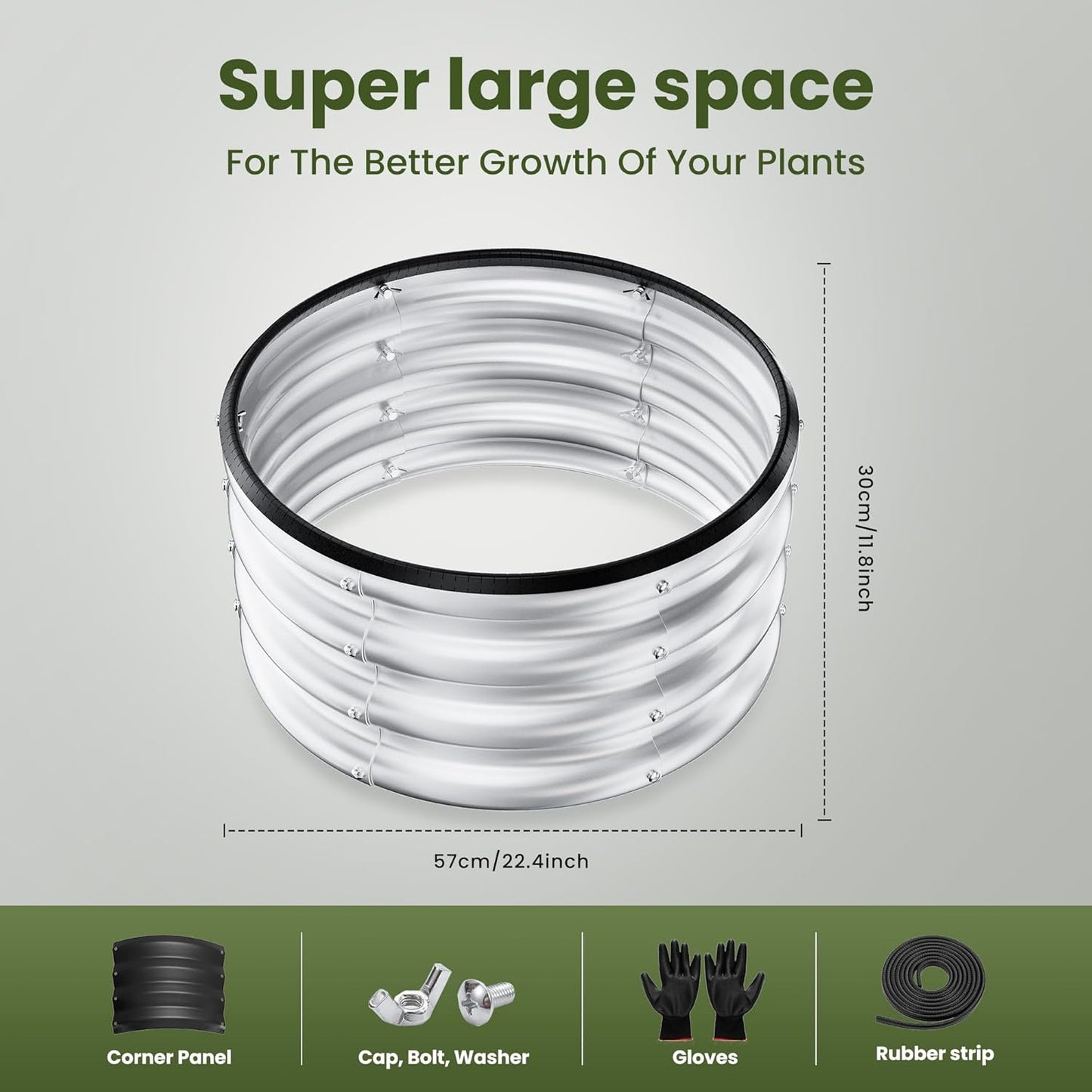 ZXZYHFTY Round Galvanized Raised Garden Bed kit,Silver Outdoor Garden Raised Planter Box, Round Large Metal Raised Garden Beds for Vegetable 2 * 2 * 1ft 2 Pcs