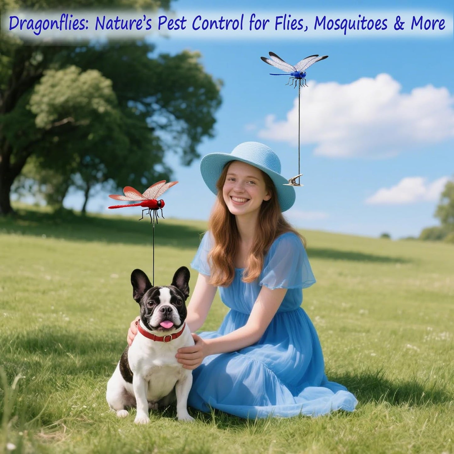 Dragonfly Clip on Hat, Dragonfly Garden Décor, 3D Fake Dragonflies the Deer or Horse Fly Nature Enemy to Scare Garden Fly for Indoor Outdoor Yard Patios Plants Flower and DIY Decoration(4Pcs-Colorful)