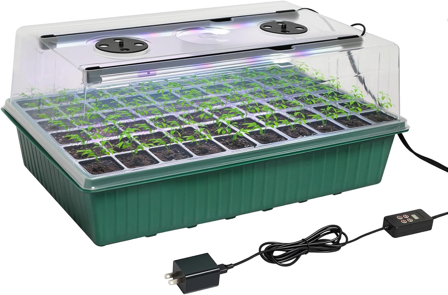 TONYFUL Seed Starter Tray with Grow Light, 60-Cell Seed Starter Kit with 4.07” Humidity Dome, Indoor Seedling Starter Tray, Seed Starting Tray for Plant Germination, Seeds Growing