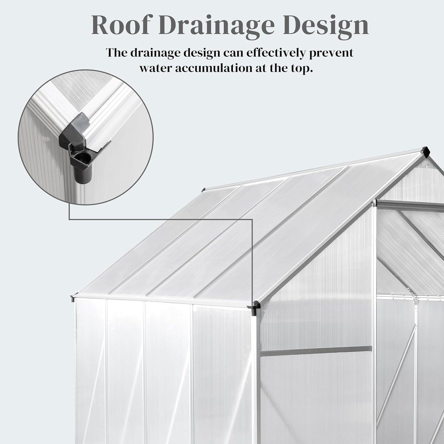 Greenhouse for Outdoors, 6x8 FT Heavy Duty Polycarbonate Greenhouse with 5 Roof Vents, Aluminum Large Walk-in Greenhouse for Outside Garden Backyard, Easy Setup, Silver