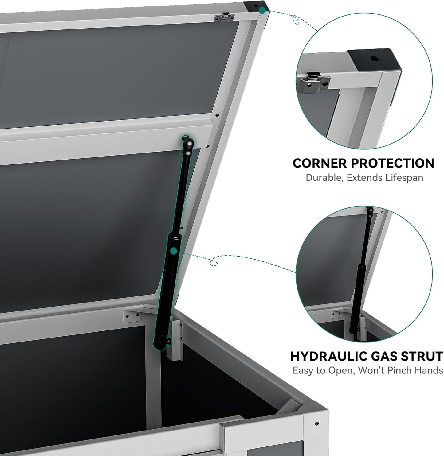 DWVO 41Cu.ft Outdoor Storage Shed w/o Shelf, 4.7x2.5 FT Horizontal Resin Tool Shed with Hydraulic Gas Rod and 3 Locks for Garden, Trash Cans, All-Weather Outdoor Storage, Lockable, Gray