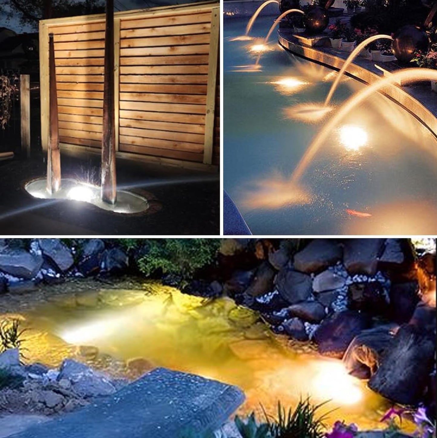 Warm White Pond Lights, 2500K Underwater Landscape Spotlights, IP68 Waterproof Submersible Fountain Lights for Garden Yard Aquarium Pond Fountain Waterfall (2 Lights)