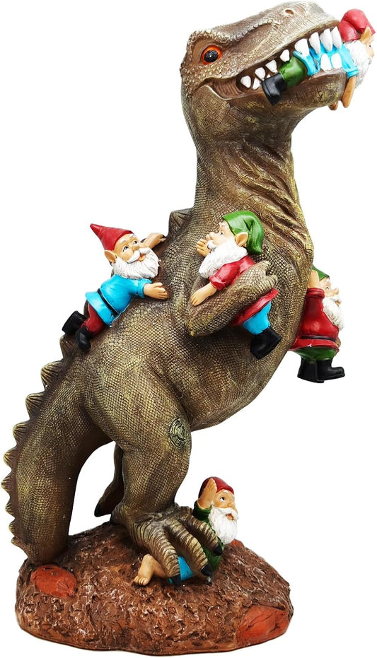 Cute Watchdog 18" Porch Dinosaur Statue Tall Large Strong, Suitable for Big Garden Yard, T Rex Decent Gift Party Décor Resin Funny Gnome Outdoor Indoor, Lawn Sculptures