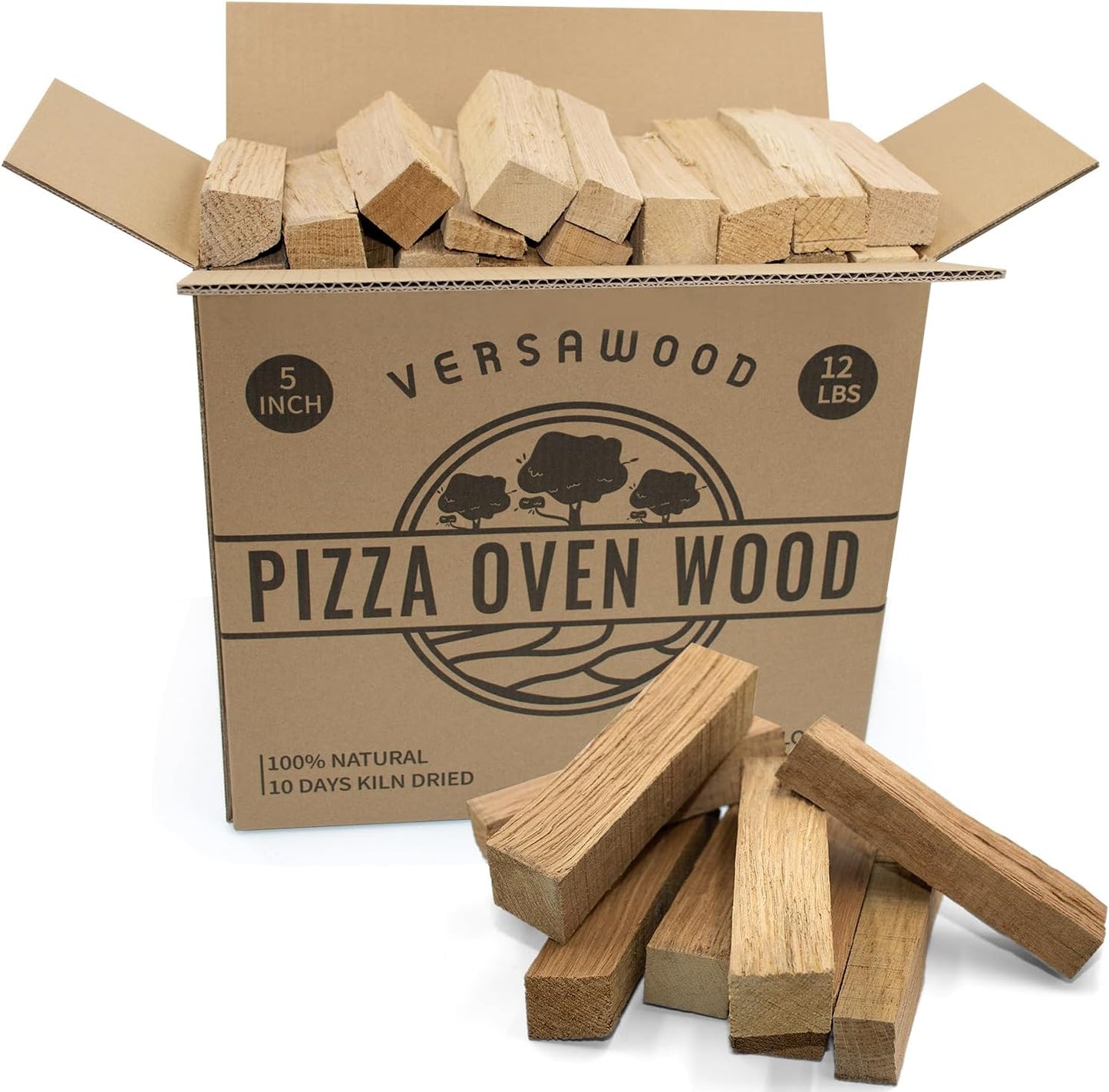 Kiln-Dried Oak Wood for Pizza Ovens, 5-Inch Barkless Logs, Ideal for Ooni, Gozney, Solo Stove, and Other Wood-Fired Pizza Ovens, Grills, and Smokers - Approx. 12 lbs