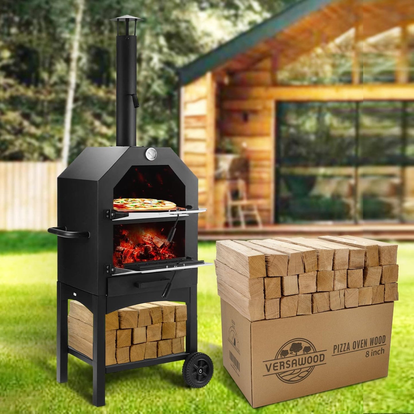 Kiln-Dried Oak Wood for Pizza Ovens, 8-Inch Barkless Logs, Ideal for Ooni, Gozney, Solo Stove, and Other Wood-Fired Pizza Ovens- Approx. 15lbs