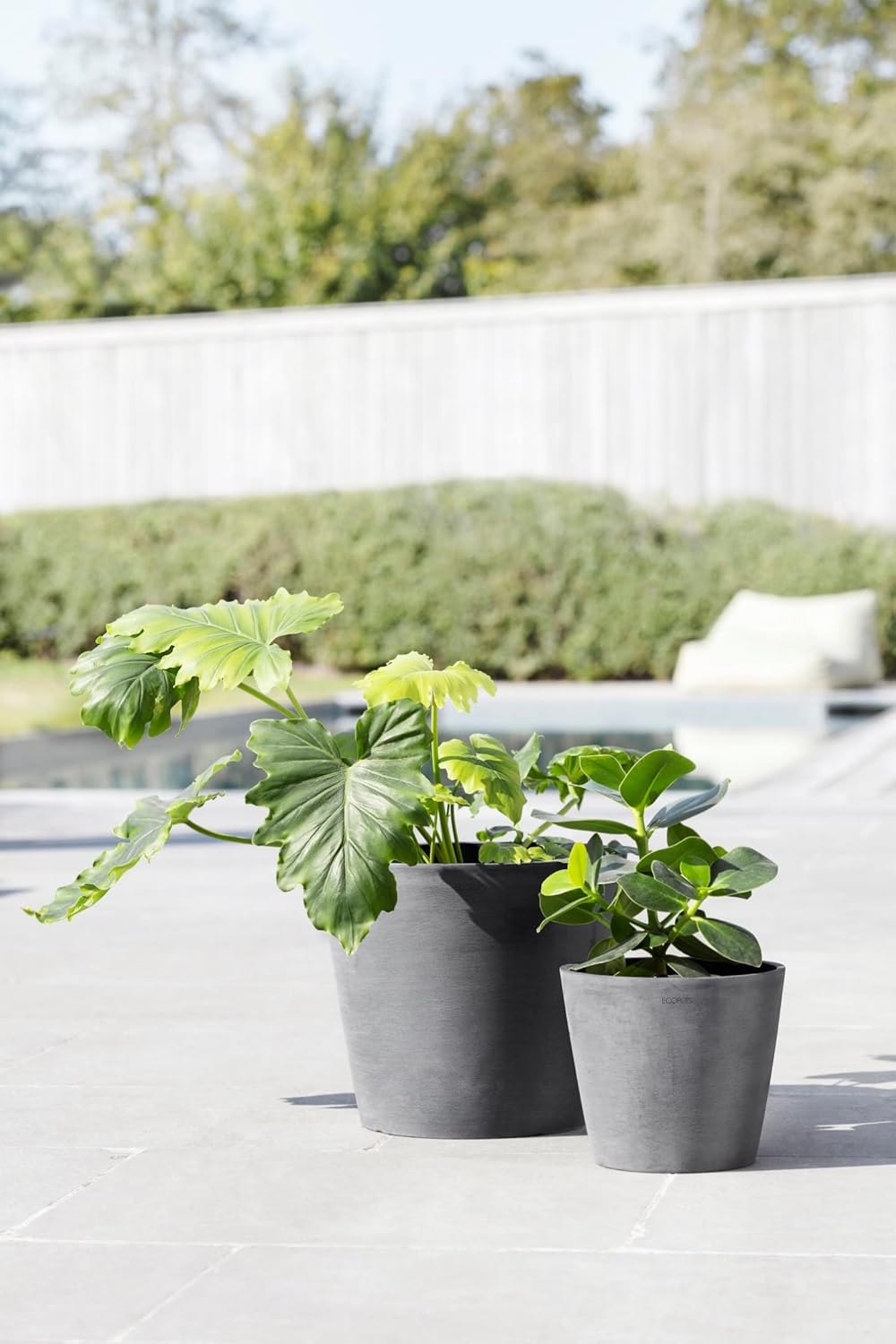 Ecopots Amsterdam Durable Modern Round Indoor/Outdoor Recycled-Based Composite Flower Pot Planter, Grey, 12"