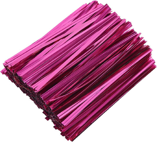 800 Pcs 4" Metallic Twist Ties(Rose Red) for Bakery Ties, Candy Bags, Coffee Bags, Goodie Bags Ties