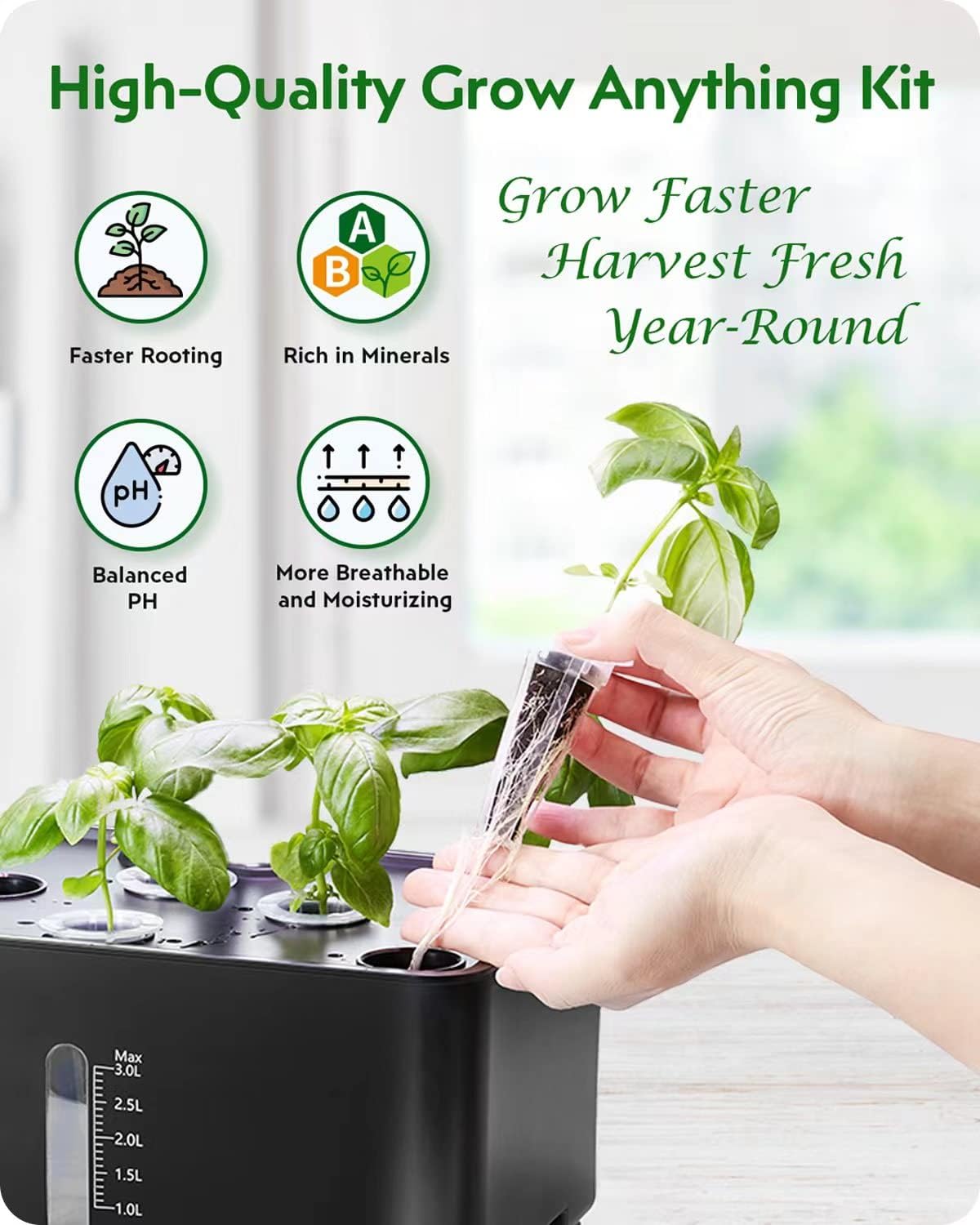 160pcs Hydroponic Pods Kit Grow Anything Kit with 40 Grow Sponges, 40 Grow Baskets, 40 Grow Domes, 40 Pod Labels - Compatible with Hydroponics Supplies from All Brands