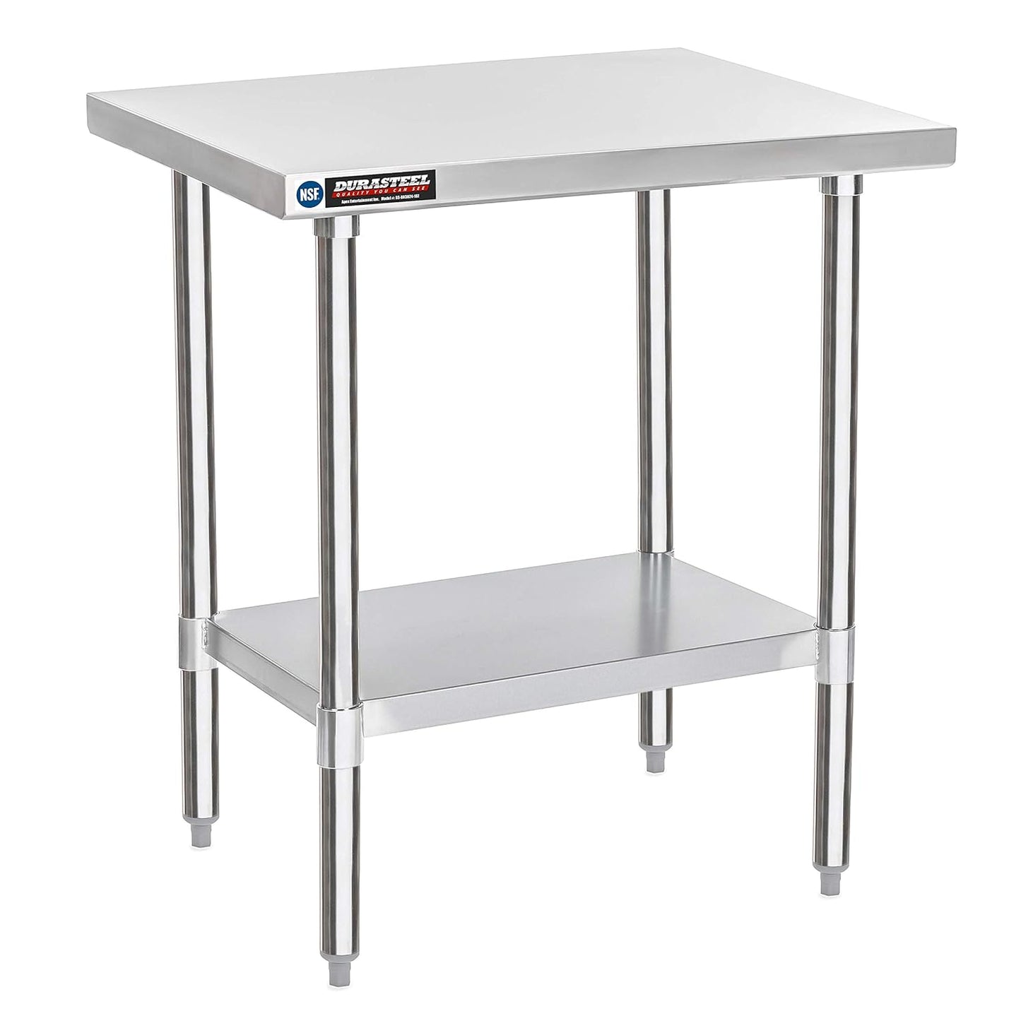DuraSteel 30x24 Small Stainless Kitchen Island - NSF Outdoor Grill Work Station with Under Shelf - Metal Microwave Stand - For Laundry Room, Kitchen, Garage, Restaurant