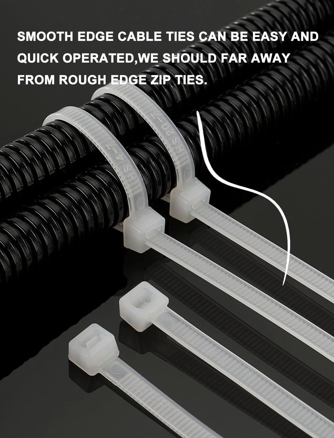 HS 6 Inch Zip Ties Black 18 Lbs Tensile Strength Thin Straps (100 Pack) Nylon PA66 UV Resistant,Self-Locking Small Electrical Plastic Cable Wire Zipties for Outdoor Indoor Use,Multi Purpose