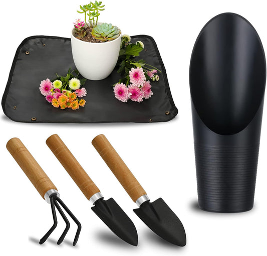 5Pcs Succulent Tools, Mini Garden Tools,Plant Potting Mat as Plant Accessories,Succulent Gardending Hand Tools Kit for Seedling Soil,Caring Succulent,etc,Gifts for Woman’s Gardening work(No Flowerpot)