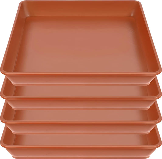 4 Pack Square Plant Saucer 16 Inch, Large Plant Trays for Pots, Heavy Plastic Plant Saucer,Deep Heavy Duty Plant Pot Saucers, Planters for Indoors and Outdoors Plants.