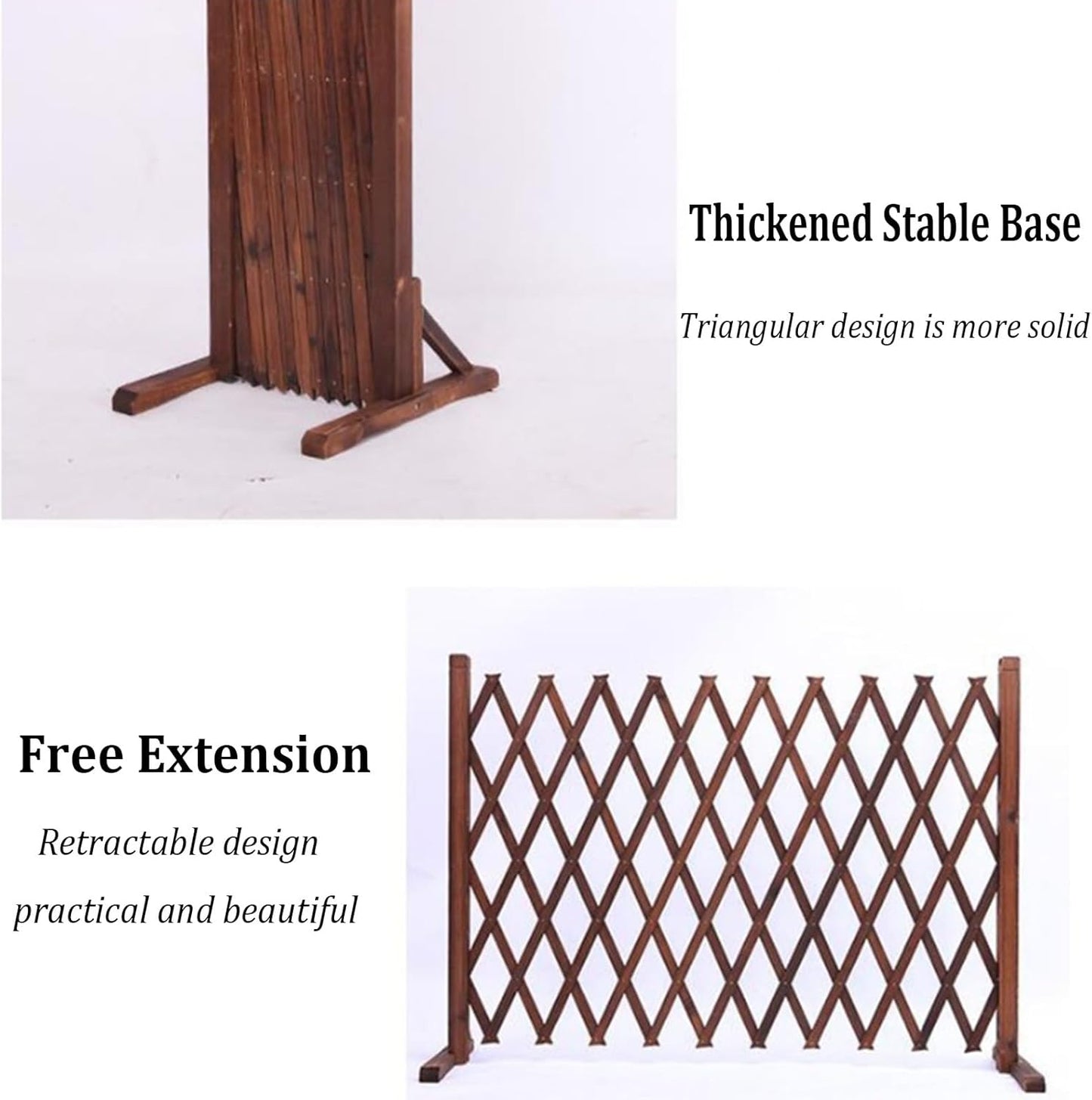Expandable Wooden Lattice Fence - Retractable Garden Trellis Panel, Freestanding Fencing for Climbing Plants, No Dig Vertical Rack, Outdoor Pet Screen, Brown (82.67"x39.37")