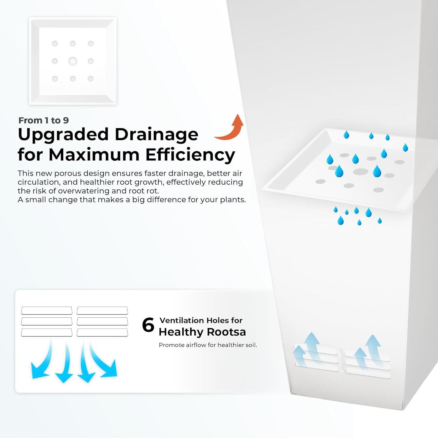 Worth Garden 28" H. Large Metal Glazed Planter Set of 2, Modern Glossy Finish White Tall Square Tapered Steel Flower Plant Pots for Indoor & Outdoor Use - Insert Plate with Drain Holes, Air Vents