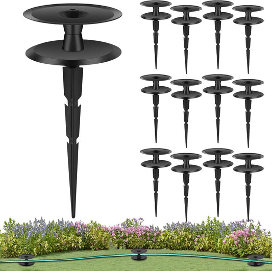 12PCS Metal Garden Hose Guide Spike, Heavy Duty Hose Guide Stake, Keep Flowering Hose Out of Flower Beds, Rustproof Coated Garden Hose Stake for Yard