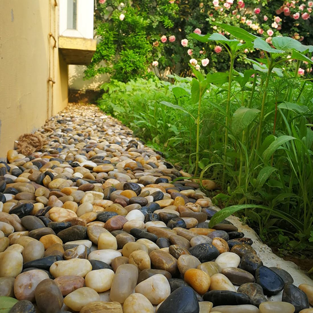 40lbs Large River Rocks Decorative Pebbles,2-3 Inch Mixed Color Pebbles for Indoor Plants,High Polished Stones for Garden Landscaping Outdoor Vase Filler Fish Tank Aquariums and Indoor DIY
