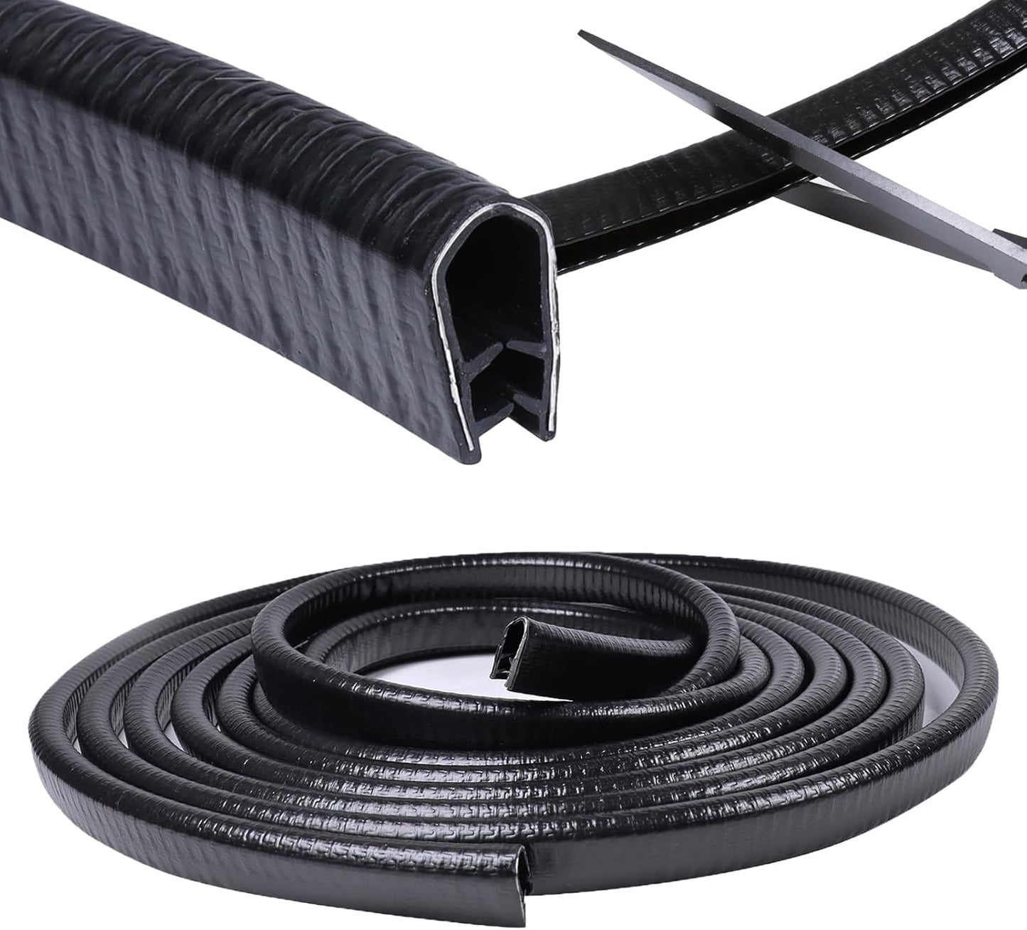 Edge Trim Black U-Channel Rubber Trim Edge with Metal 1/2" X 3/8" - Fit Gap 3/64" to1/4 Car Door Edge Sealing Strip, PVC Weather Stripping with Steel, Metal Edge Protector, 6.5FT