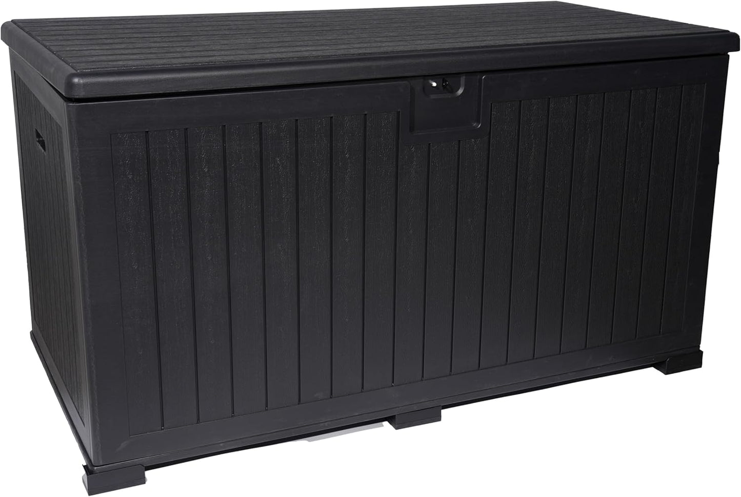 270 Gallon Outdoor Storage Box Waterproof, Extra Large Plastic Outside Deck Box Weatherproof, Resin Patio Storage Bin with Lock and Lids for Pool Equipment and Cushion, Black
