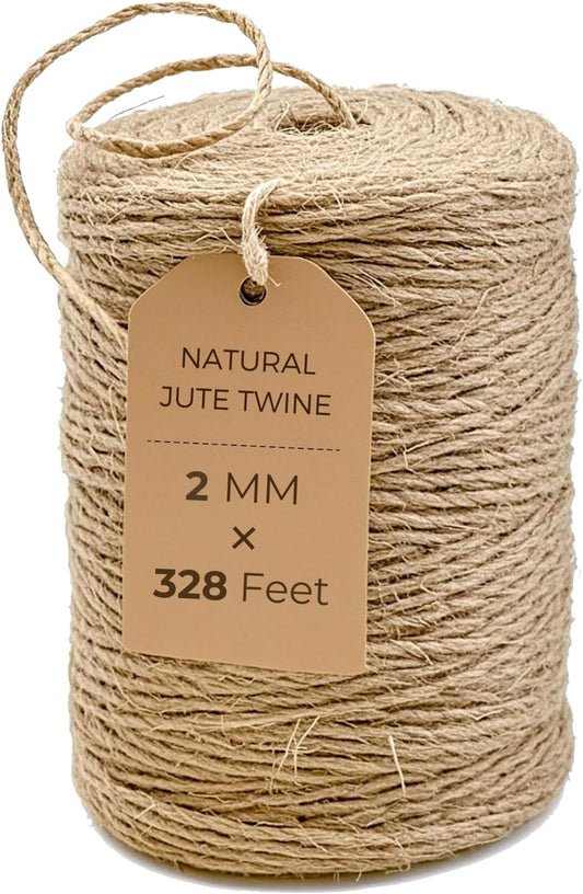 Garden Twine 3mm, 328 Feet Natural Jute Twine for Garden, Crafts, Gifts Wrapping, Packing and Home Decor