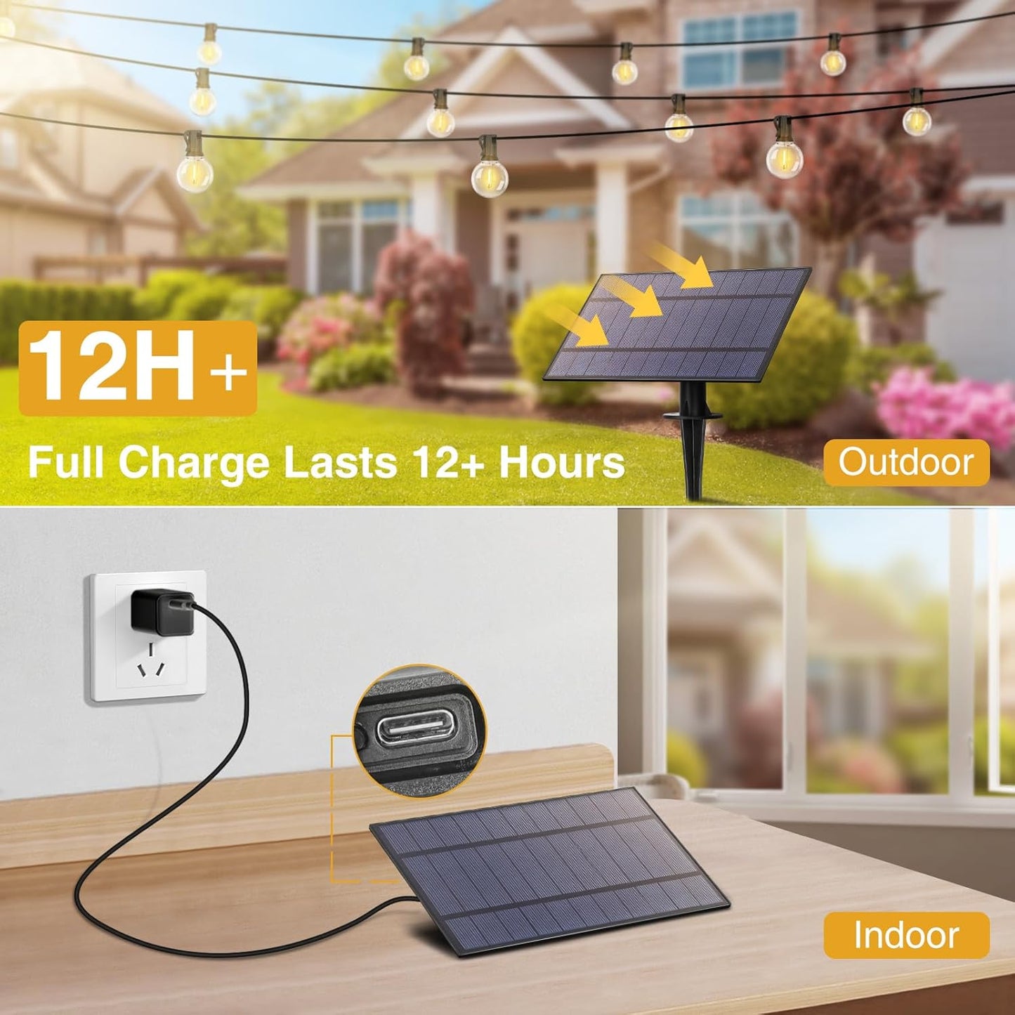 ZJOJO Solar Outdoor String Lights 200FT(100 * 2Pack) G40 Globe Patio Lights Outdoor String Lights Solar Powered with 100 Edison Glass Bulbs 2700K Shatterproof Hanging Lights for Porch Backyard Bistro