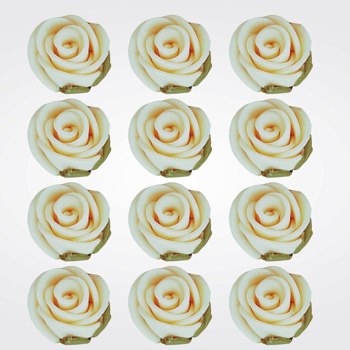 Confect Edible Flower | Edible Flower for cake decorations | Edible Flower Cupcake Toppers | Cupcakes & Doughnut Edible Toppers | Classic Pearl Ivory Sugar Flower- Pack of 12