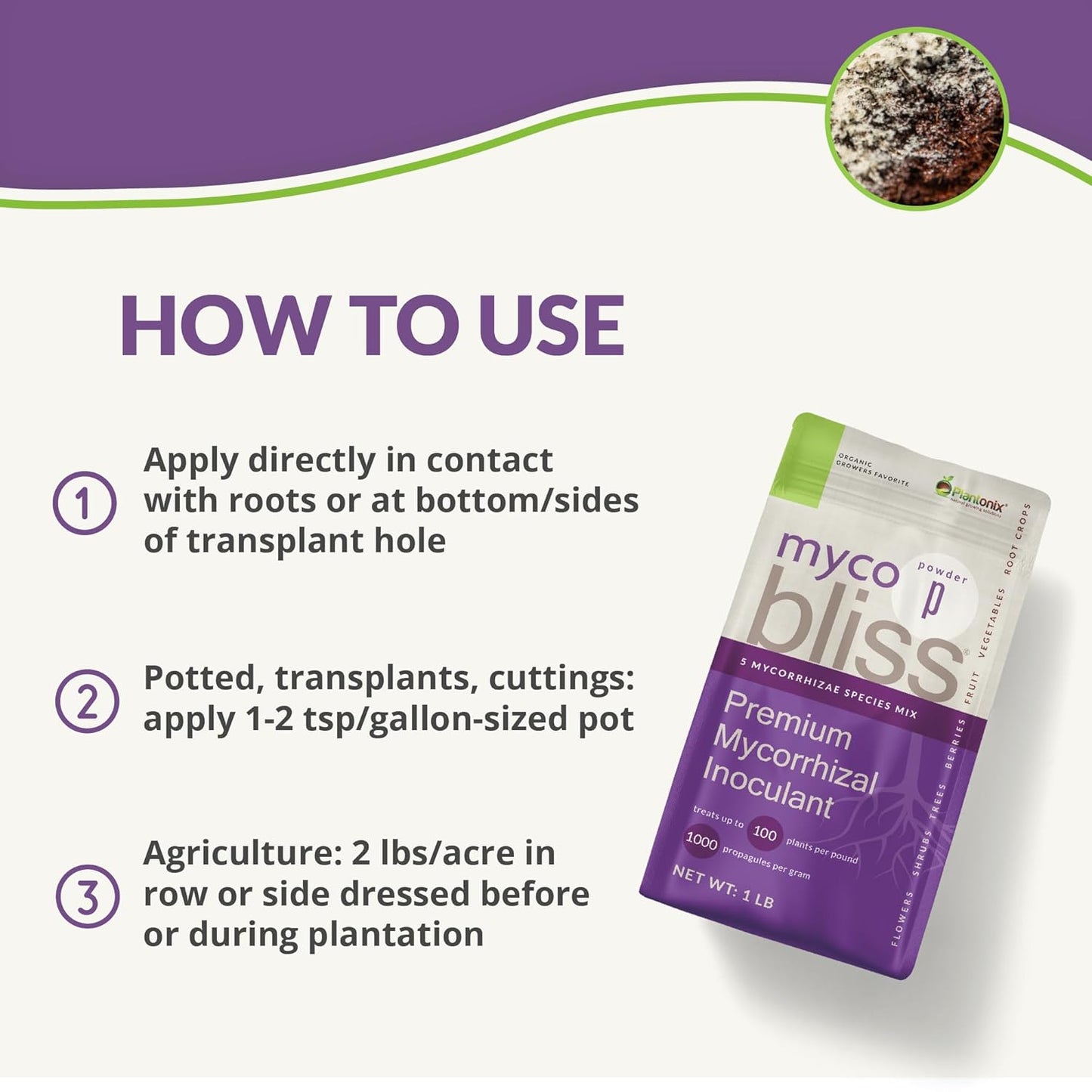 Myco Bliss Granular (1lb) - Mycorrhizal Fungi for Plants - 5 Strain Mycorrhizal Inoculant with 1000 Propagules Per Gram - Highly Concentrated Mycorrhizae for Plants, Potting Soil, & Garden Soil