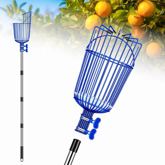 Fruit Picker Pole with Basket Segmented Fruit Picker Pole Tool for Apple Avocado Cherry Lemon Mango Orange Peach Picking(40-100")