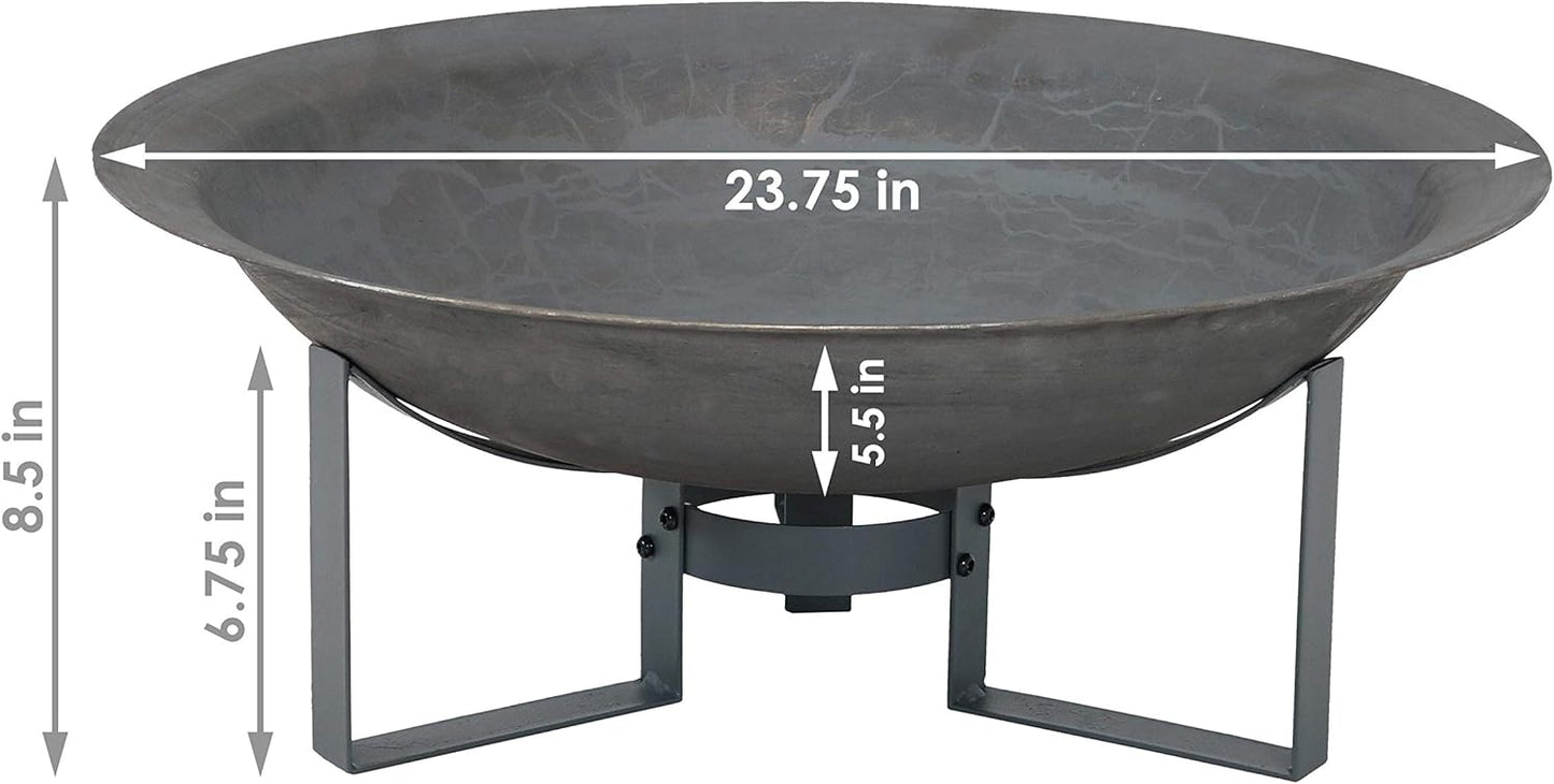 Sunnydaze 24-Inch Cast Iron Modern Fire Pit Bowl with Stand - Lightweight and Portable Design
