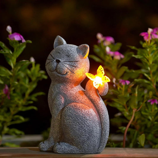 Nacome Cat Outdoor Statues for Garden: Outside Decor with Butterfly Clearance for Yard Art Lawn Ornaments Porch Patio Balcony Home House - Birthday Gifts for Grandma Mom Women