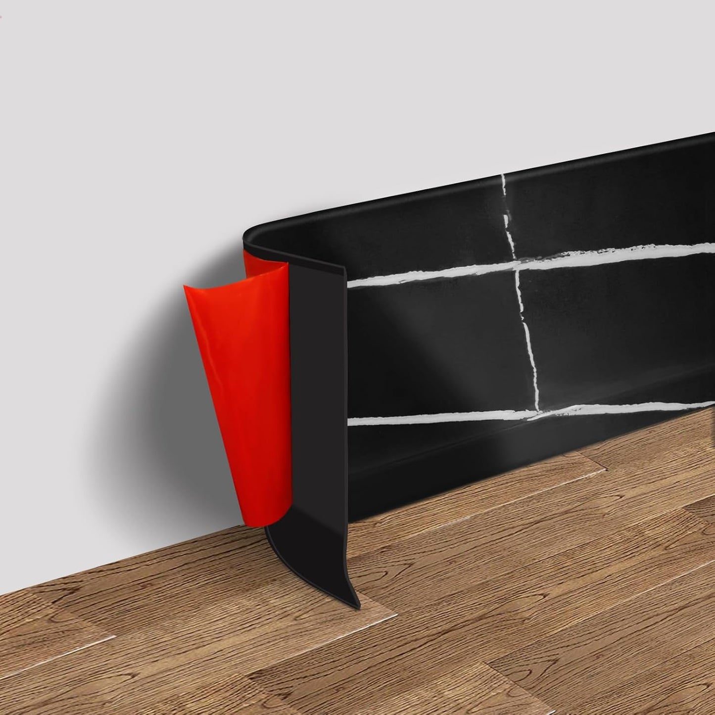 Vinyl Wall Base Baseboard Molding Trim 4" Flexible Self Adhesive Rubber Wall Base Moulding Trim Peel and Stick Design, 4 Inch x 200 Feet, Black Stone Grain