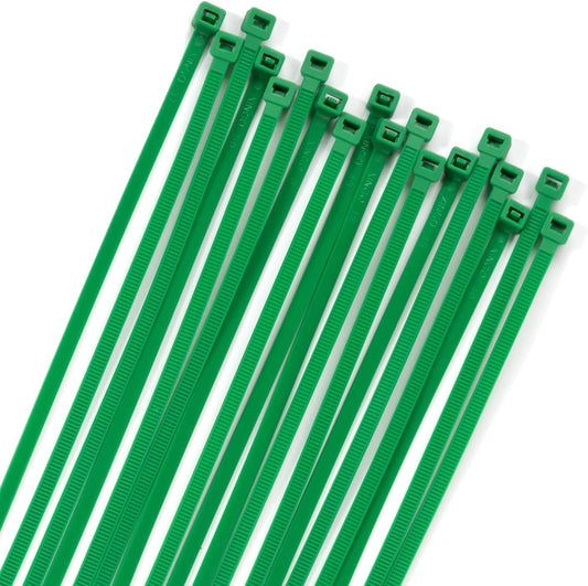 XINGO 100PCS Cable Zip Ties Heavy Duty, Premium Nylon Plastic Wire Ties with 50 Pounds Tensile Strength, Self-Locking Black Nylon Zip Ties for Indoor and Outdoor (14 inch, Green)