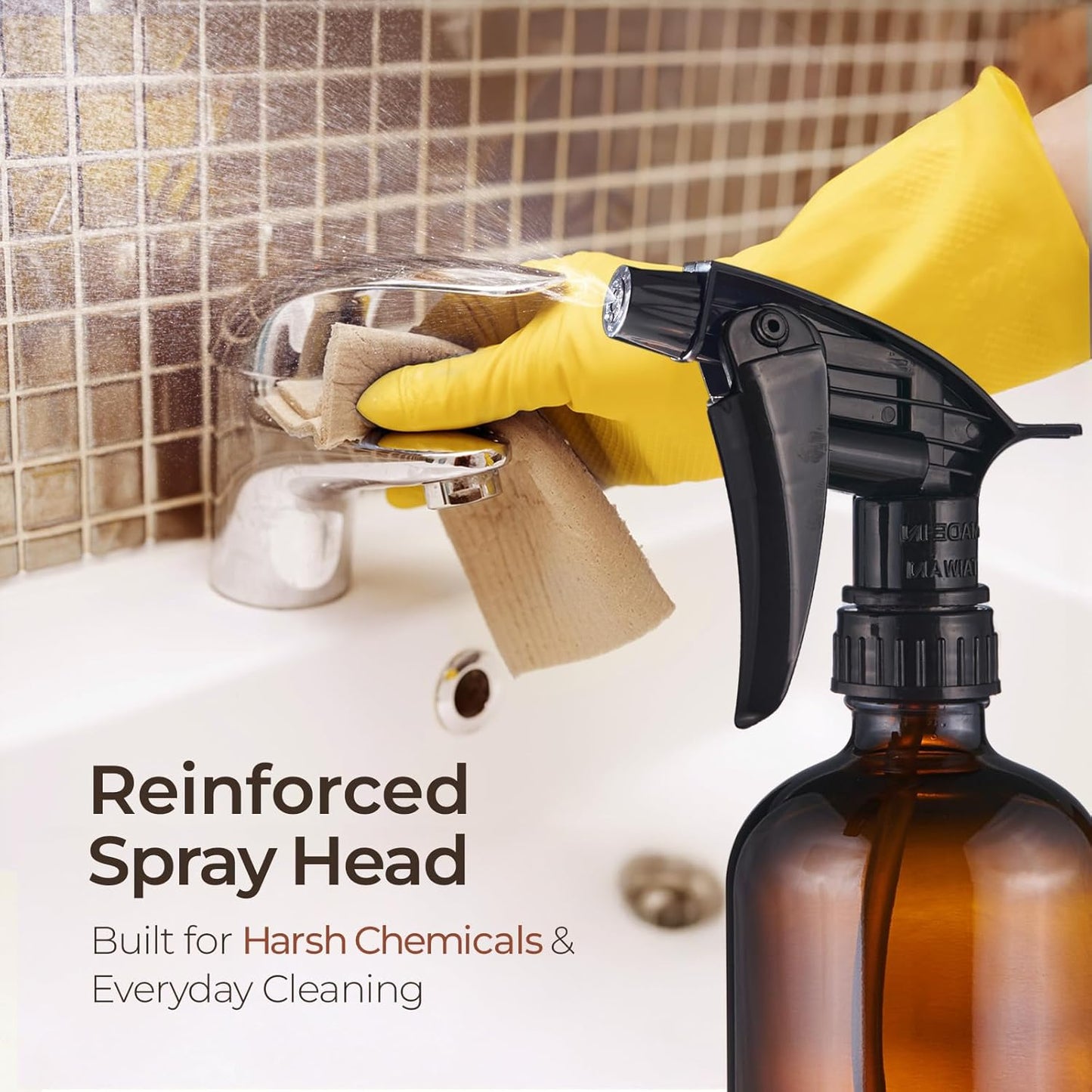 SOUL ONE 16 oz Refillable Amber Glass Spray Bottles with Adjustable Nozzles- 2 pack, Squirt Bottles for Cleaning Solutions, Essential Oils, Plants, Hair Misting - Ideal for Hydrogen Peroxide Storage