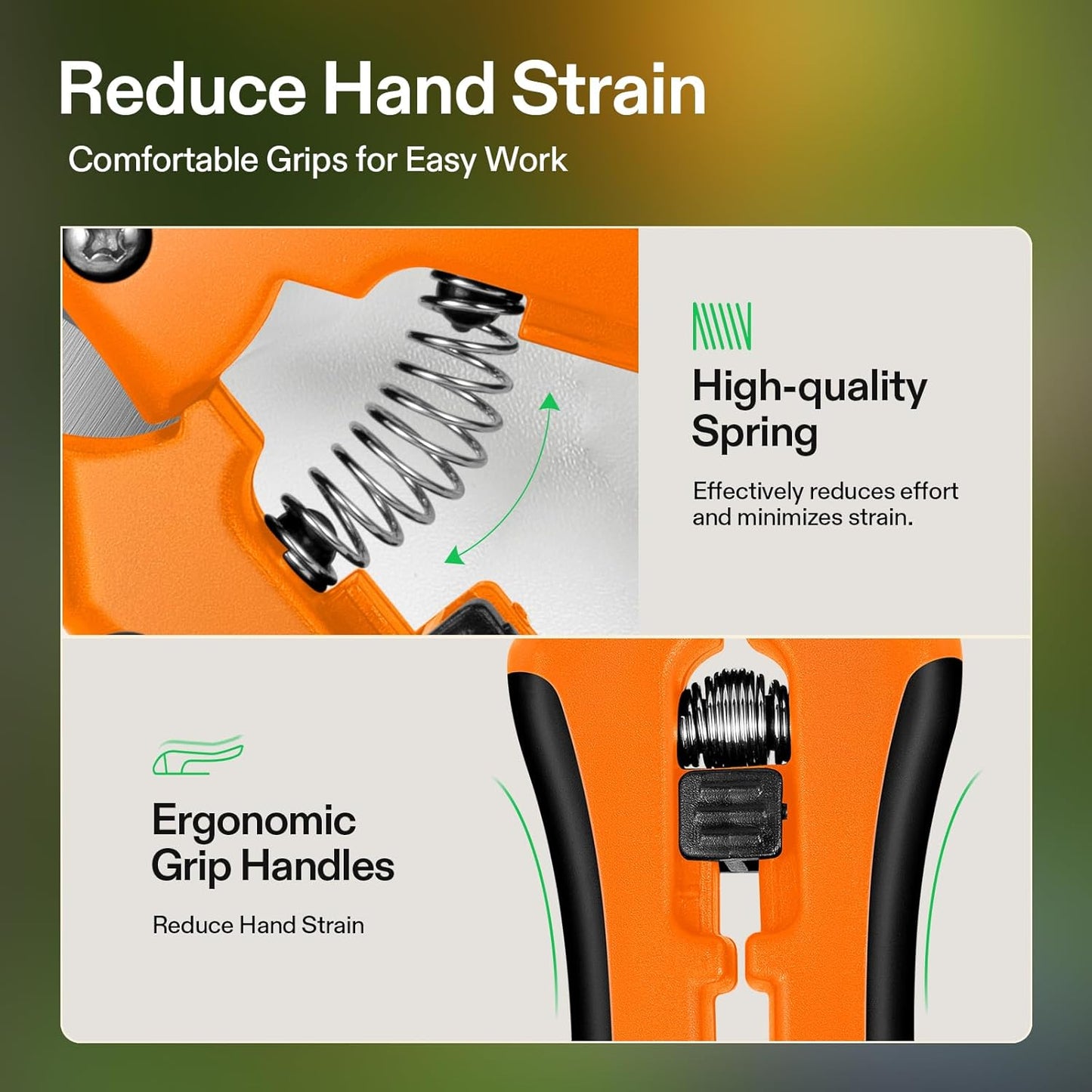 VIVOSUN 2-Pack 6.5 Inch Gardening Scissors Hand Pruner Pruning Shear with Straight Stainless Steel Blades Orange