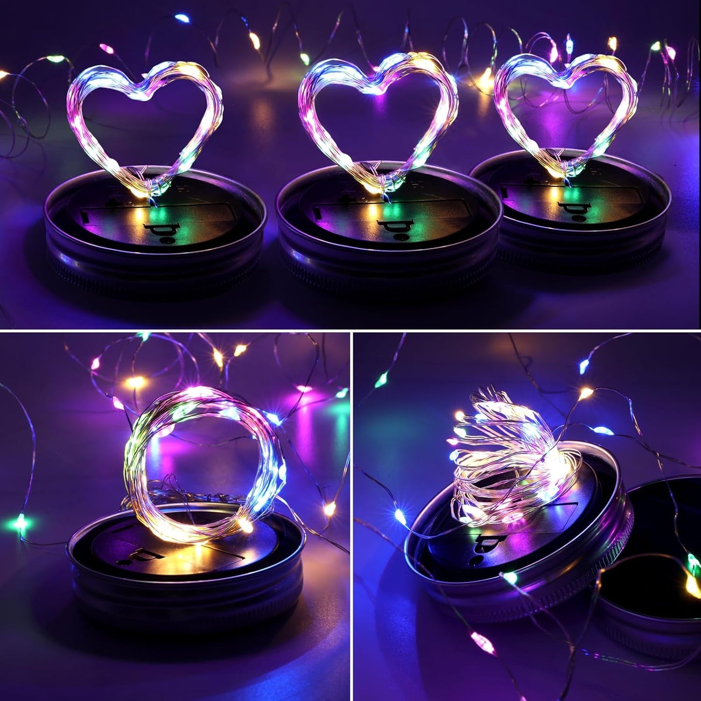 Solar Mason Jar Lights [Upgraded], 12 Pack 30 LED Firefly Fairy String Lights, Waterproof Outdoor Solar Mason Jar Lid Lights with Hangers(NO JARS) for Patio Garden Yard Wedding Decoration - Multicolor