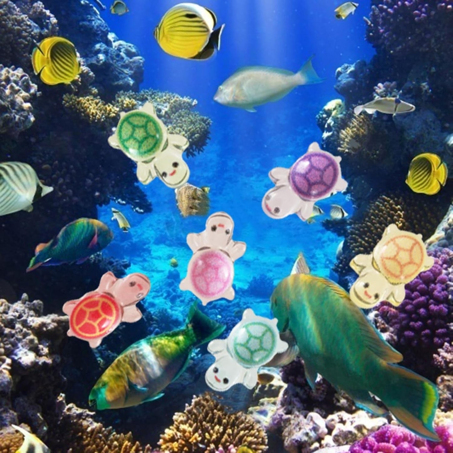 400 Pcs Luminous Mini Resin Turtle Mini Resin Figurines Cute Miniature Figurines for Fairy Garden Decor Micro Landscaping Hide Crafts Nail Art