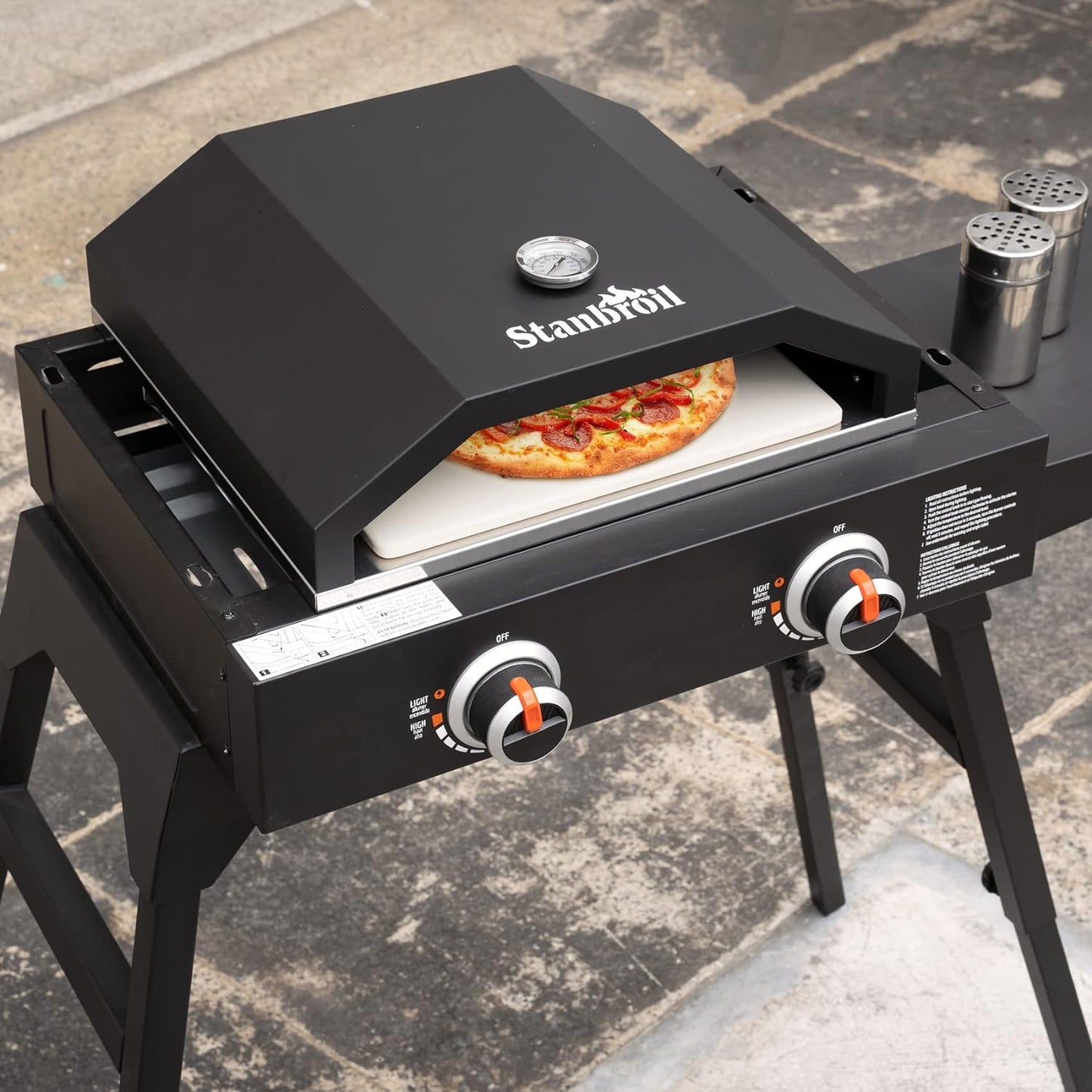 Stanbroil Outdoor Pizza Oven for Blackstone 17" or 22" Tabletop Griddles, Portable Pizza Maker with 13" Pizza Stone and Temperature Gauge, Blackstone Flat Top Gas Grill Accessories