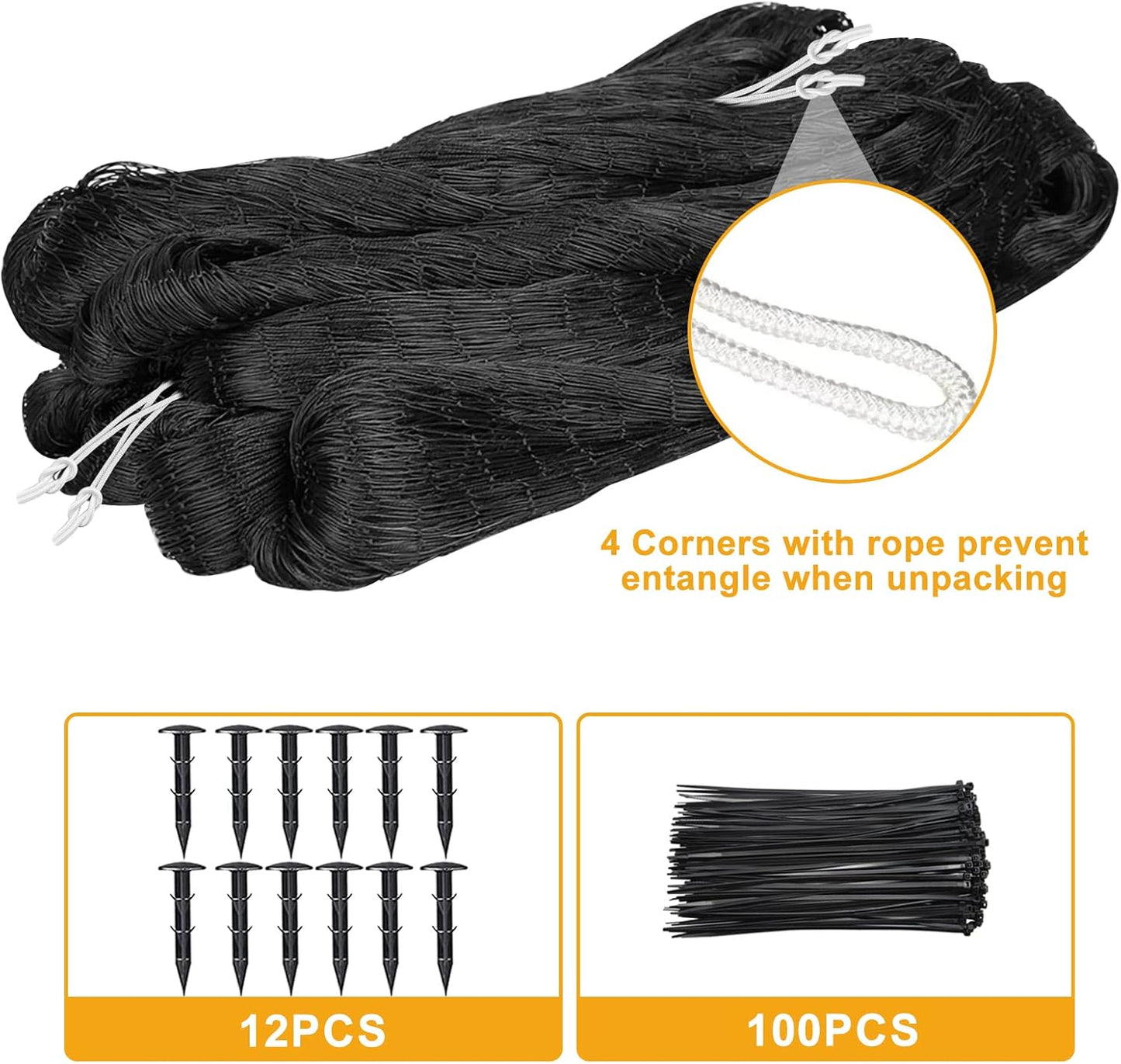 Bird Netting 50ft x 100ft, Heavy Duty Garden Net 1 inch Mesh Nylon Nettings for Chicken Coop Roof, Poultry Netting Deer Fence Trellis Net for Fruits Trees Plants