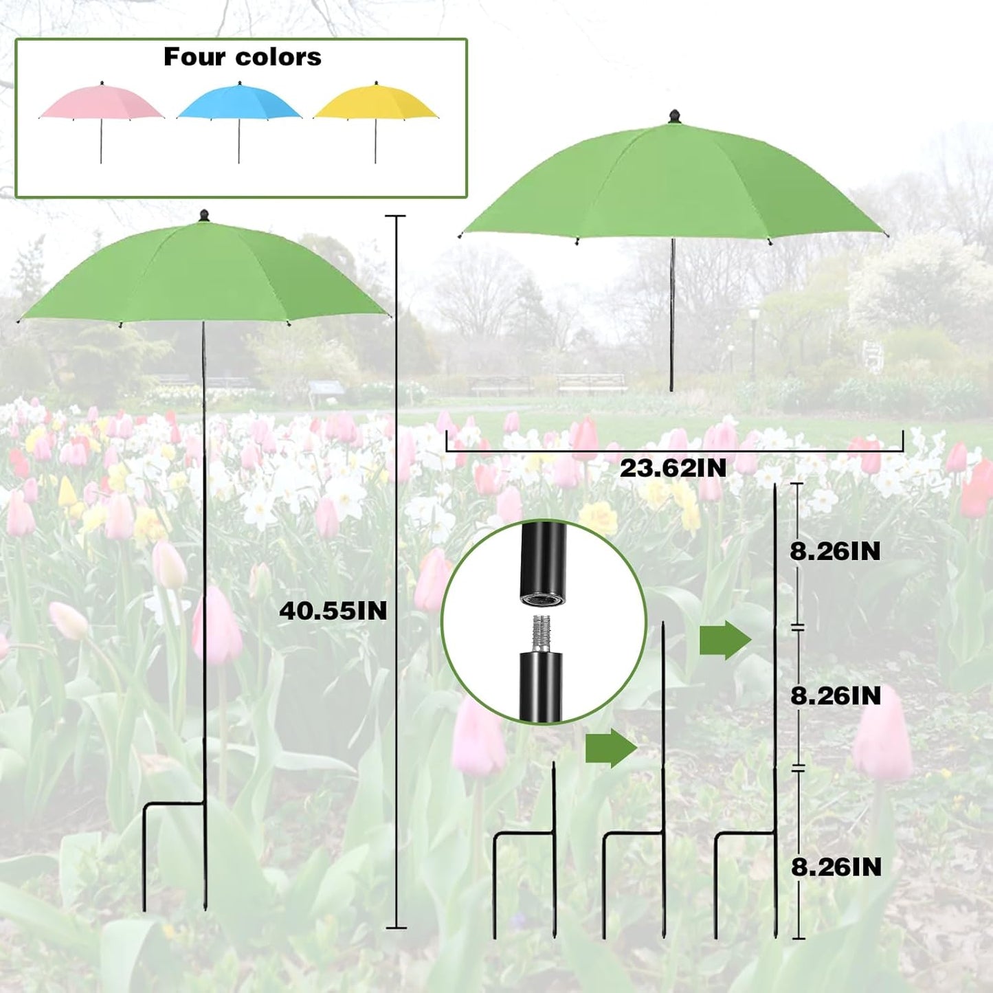 4 Pack Plant Umbrellas for Outdoor Plants,23IN Larger Garden Plant Umbrella Shade with Adjustable Angle,40IN Higher Sun Shade for Plants, Potted Plant, Garden Beds