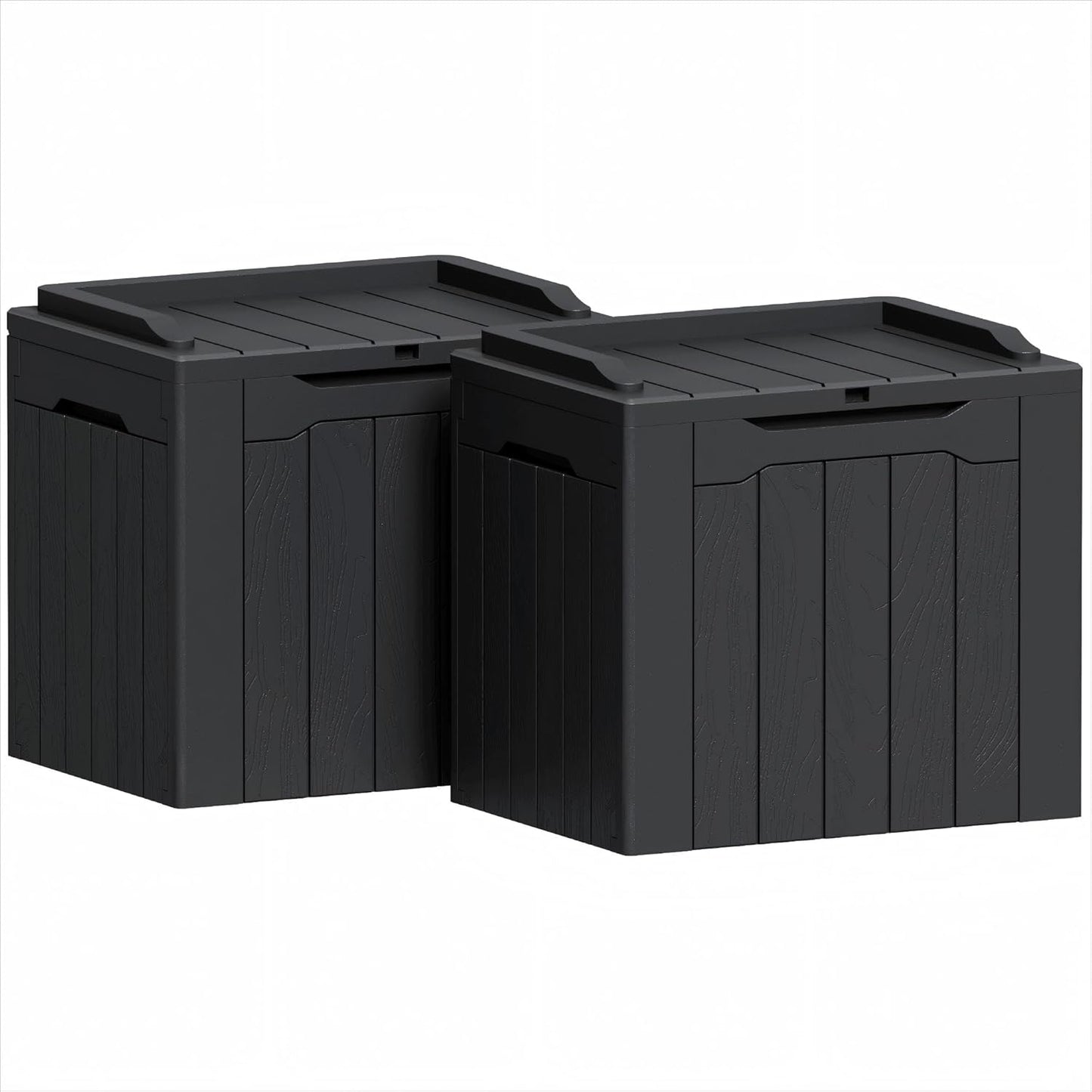 Greesum 31 Gallon Deck Box for Outside, All Weather Outdoor Storage Boxes for Patio Furniture Set, Package Delivery Box, Garden Tools, Black(Set of 2)