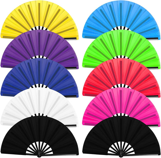 10Pcs Folding Hand Fan Bulk, Popping Clacking Fans for Line Dancing Mix Color Classic Style Decorative Handheld for Performance Dance Wedding Party Dance Enthusiasts