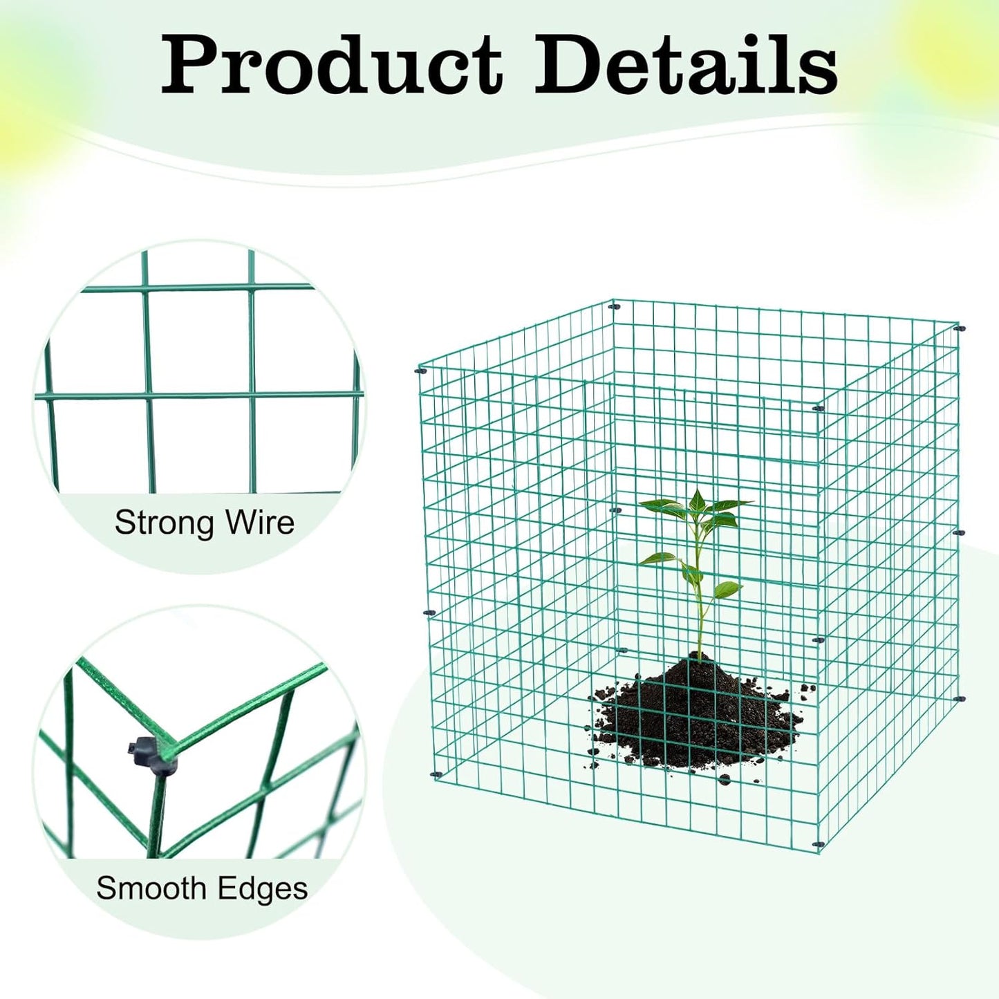 4 Packs Wire Plant Protectors,15.3" X 15.3" Wire Mesh Plant Protector cage,DIY Garden and Vegetable Protectors,Plant Cage to Protect Plants from Animals