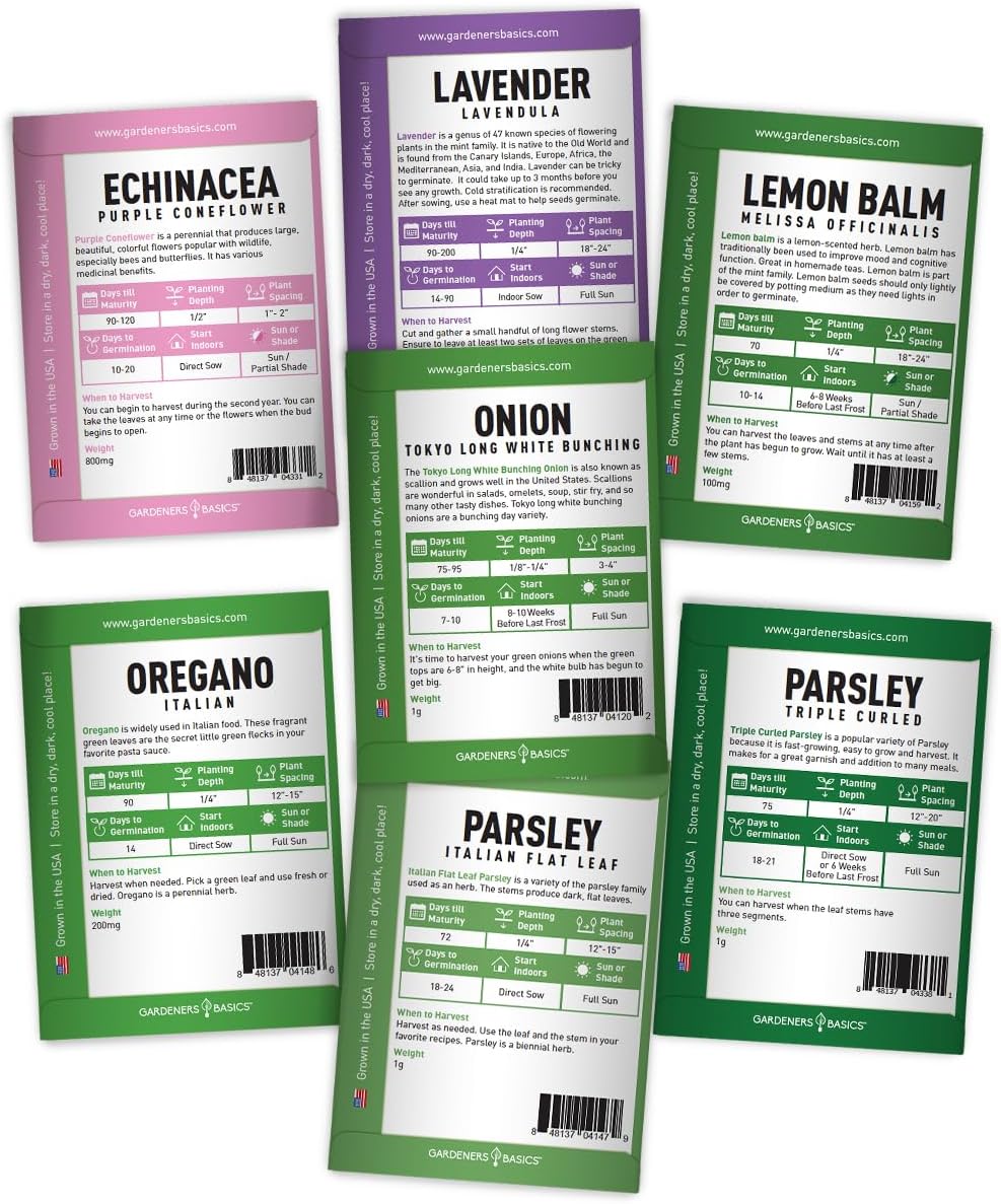 Gardeners Basics Complete Medicinal Herb Seeds for Planting Collection - 35 Best Herbs Variety Pack for Teas and Home Remedies - Indoor, Outdoor, Hydroponic Herbal Herbalist Seed - Non-GMO, Heirloom