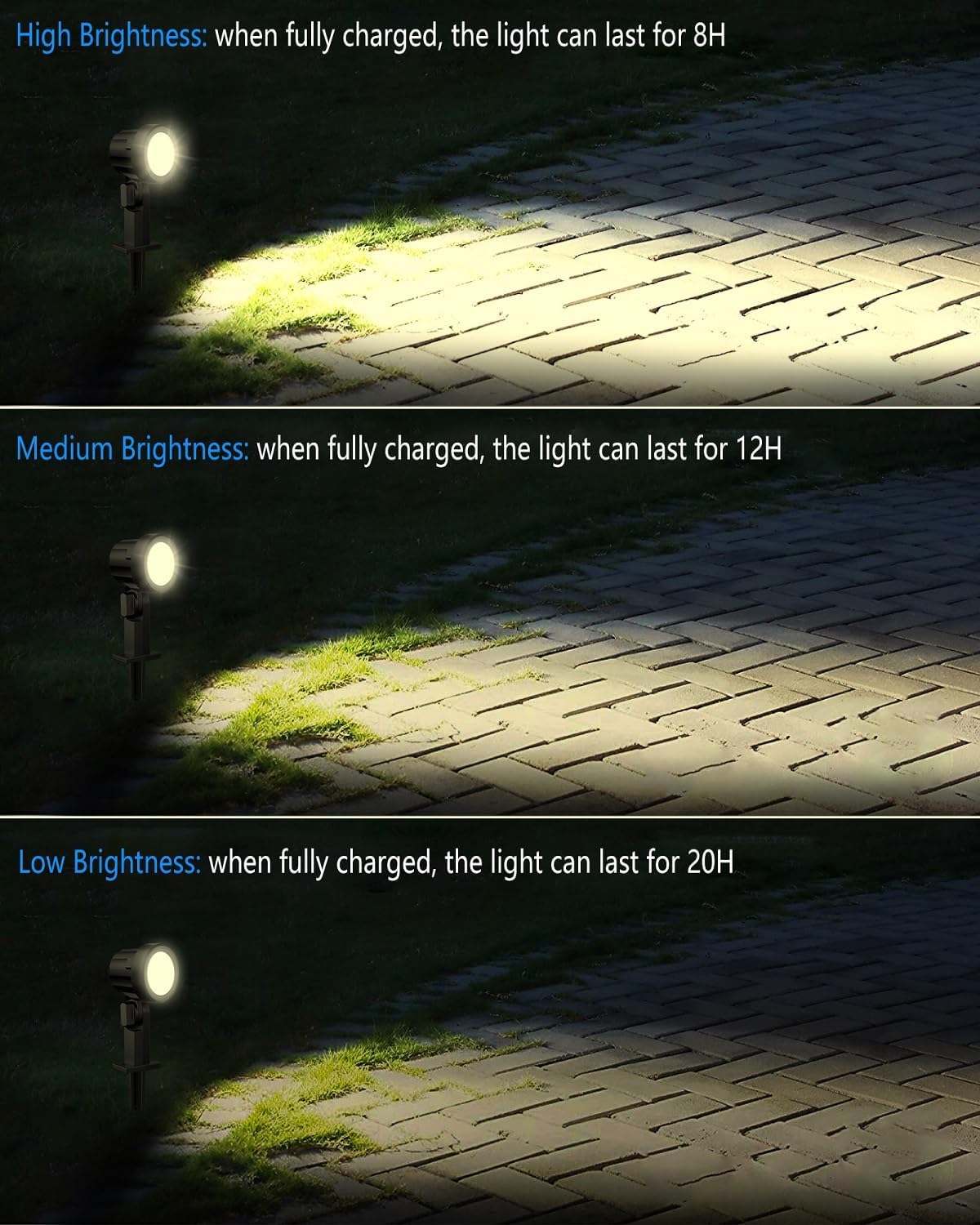 CLY 6 in 1 Solar Spot Lights Outdoor, 2700K Warm White Solar Spotlights Landscape Lights, IP66 Waterproof 59.06ft Cable Auto On/Off Garden Floodlight for Yard Lawn Tree Statue Pathway Decoration