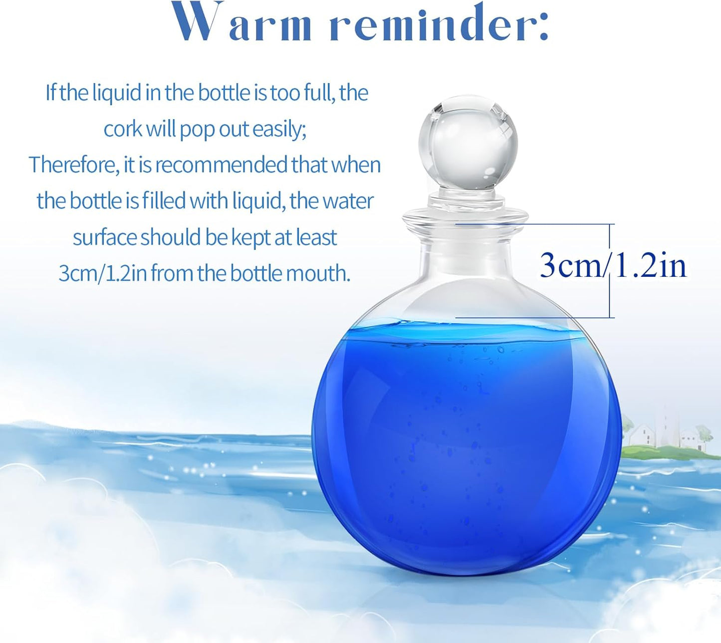 Tessco for you 12 Pcs Potion Bottles Round Glass Clear Potion Jars 8.5 oz Spherical Decorative Witch Bottles Wizard Stuff for Liquor Halloween Decoration DIY Art Crafts Gift (Stylish)