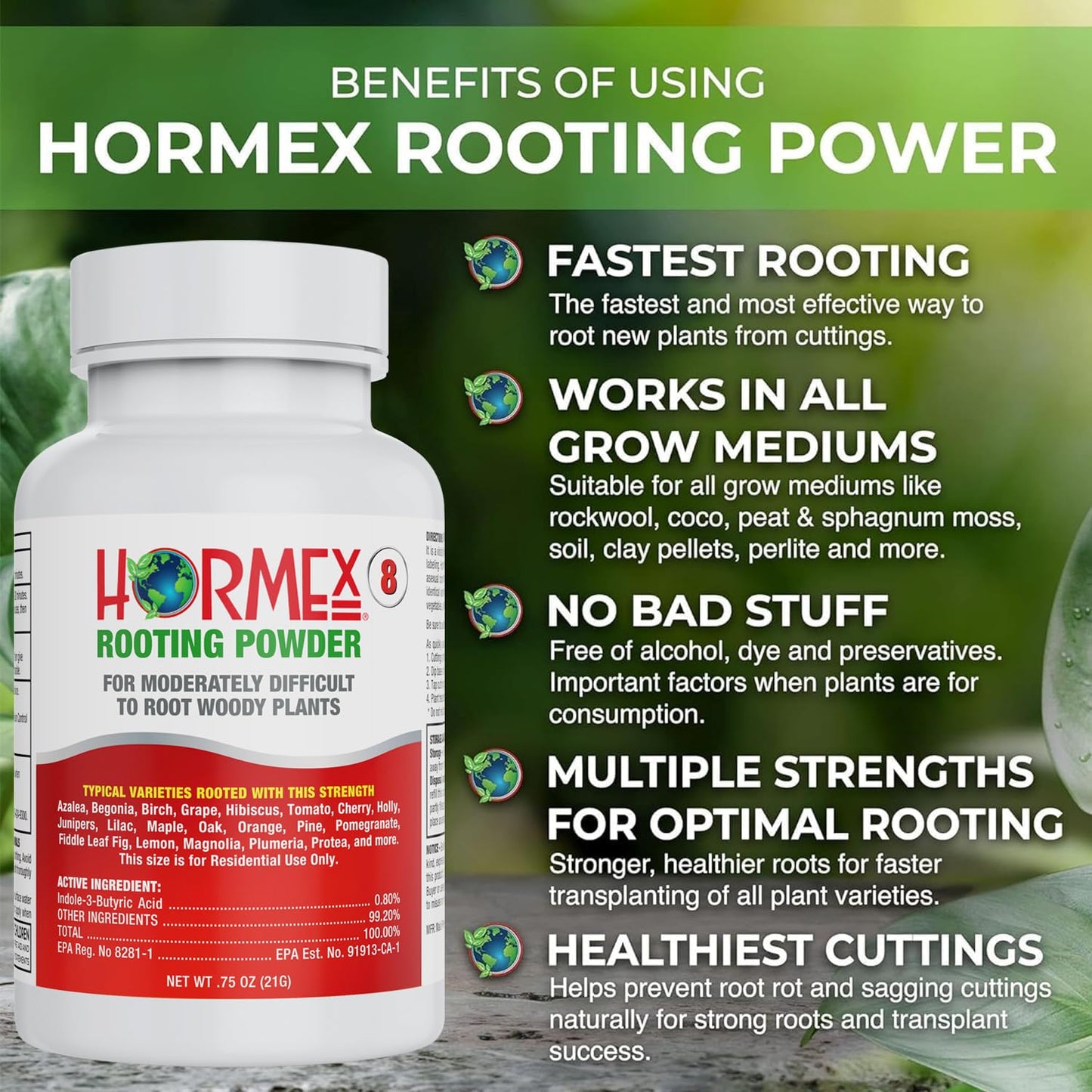 Hormex Rooting Powder #8 & Rooting Cubes Combo - Rooting Hormone for Semi-Hardwood Cuttings & Organic Peat Moss Coco Plugs - Fast, Healthy Root Growth for Propagation, Hydroponics, & Seed Starting