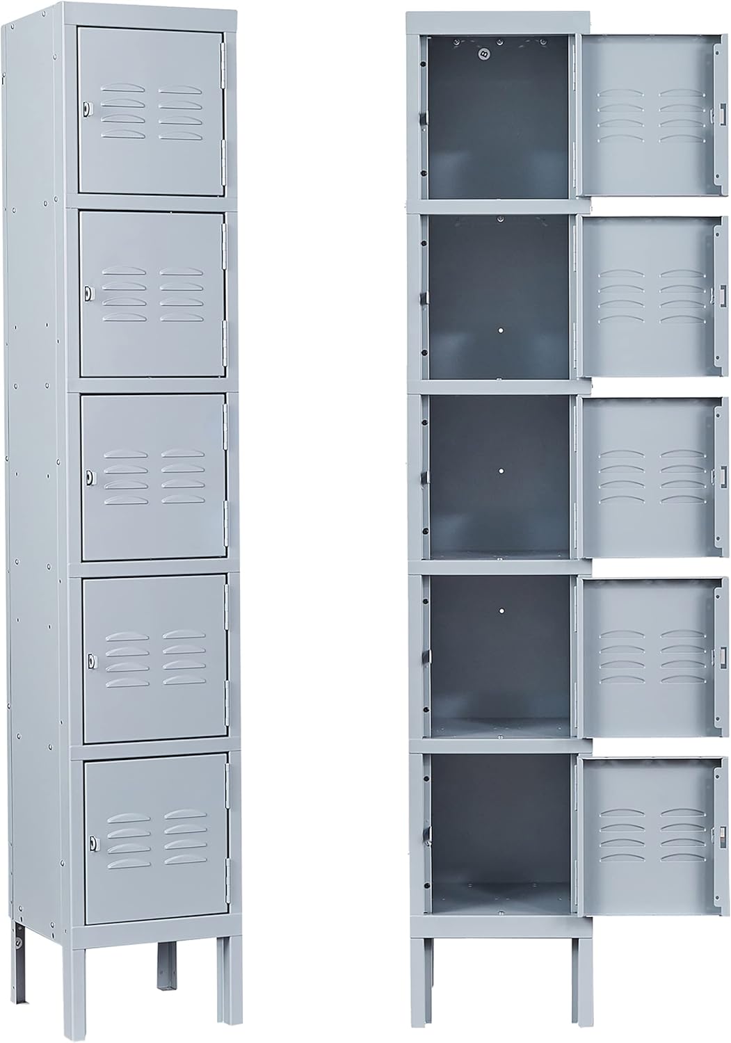 SISESOL Metal Locker for School,Metal Storage Lockers for Employees,Gray Steel Locker,5 Door Locker for Home,Office,Gym,Shop